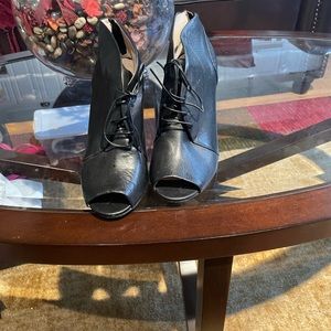 Gently Worn (Once) Louise Et Cie Black Leather Peeptoe Ankle Boots